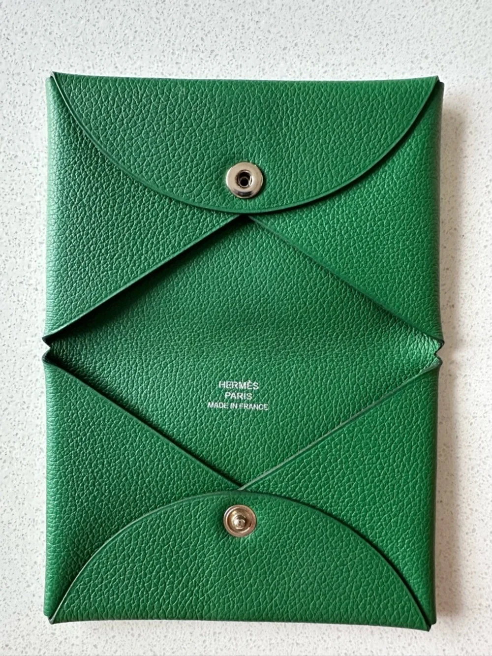 Hermès Calvi  Card Holder in Green Leather Authentic Excellent Condition - Picture 3 of 6